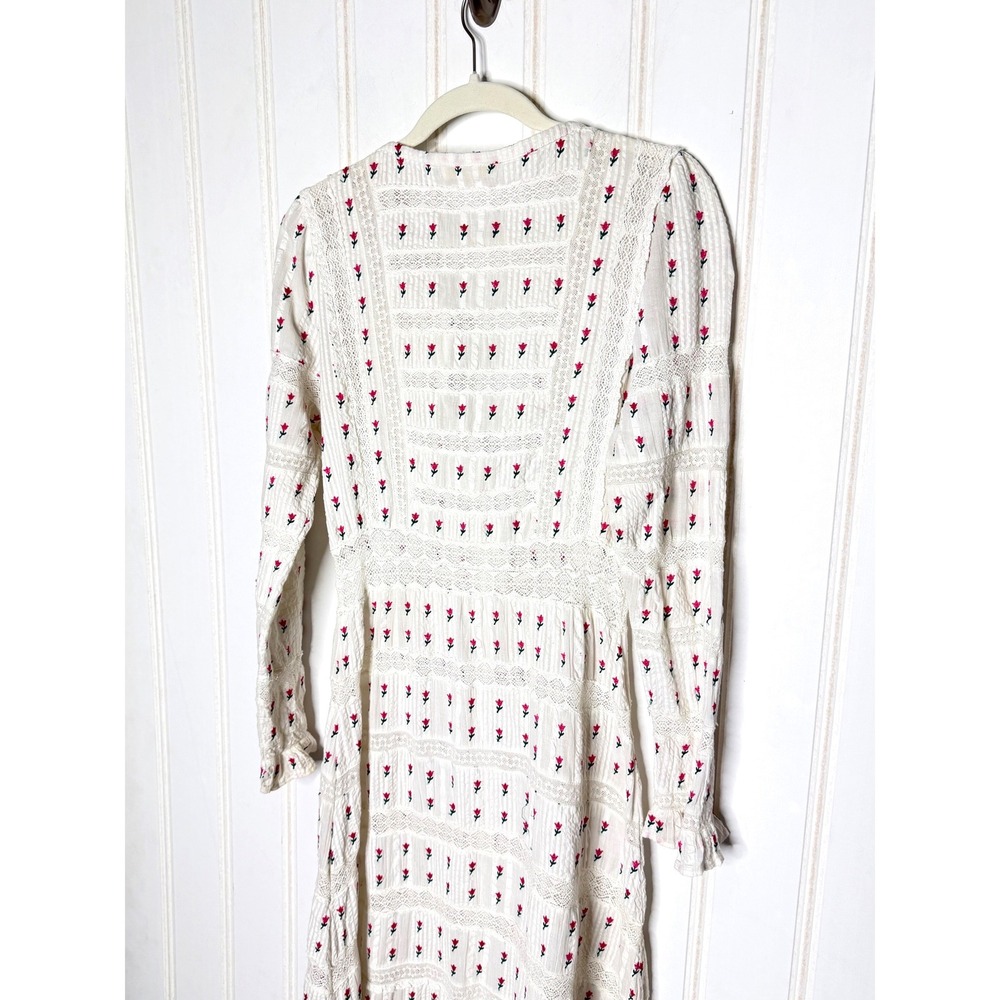 LoveShackFancy Fabiana White Floral Embroidered Lace Cotton Maxi Dress Size 4 - Picture 4 of 10